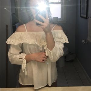 White blouse with lace detailing